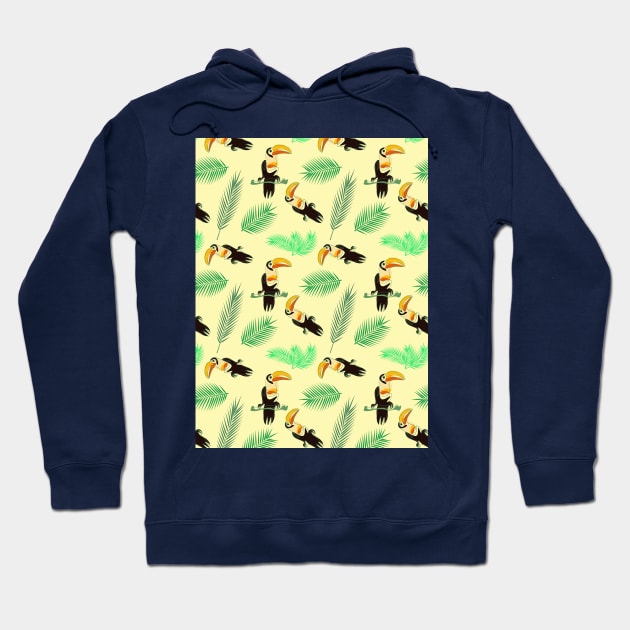 Tropical seamless pattern with toucan bird and palm tree Hoodie by Cute-Design